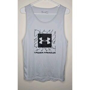 Under Armour HeatGear Tank Top Mens Loose Fit Grey Sleeveless Top Size Small